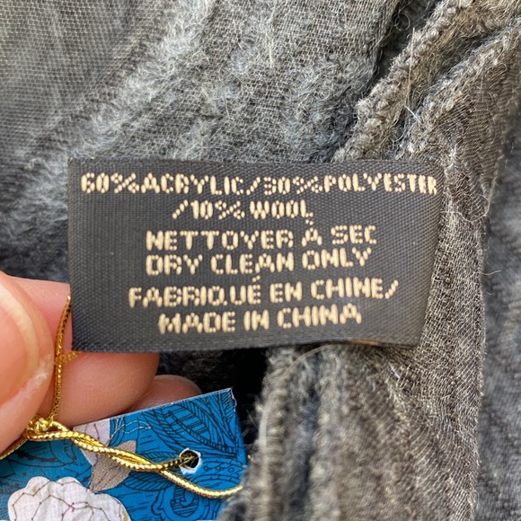 Large Dark Grey with Pattern Scarf/Wrap - Picture 4 of 5